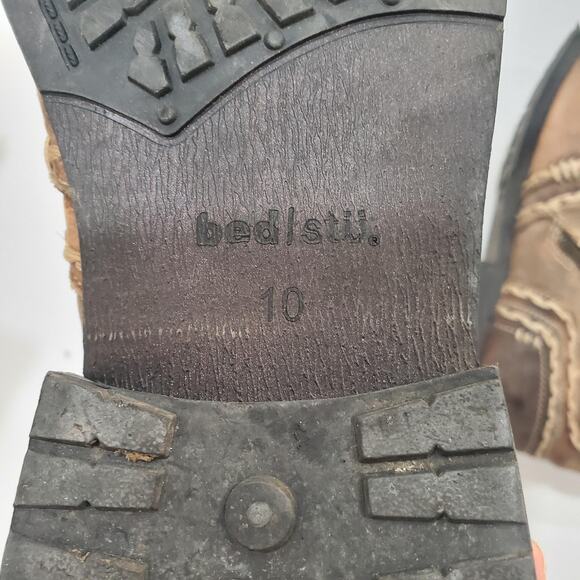 Bed Stu Boots Mens Size 10 Brown Leather Ankle Side Zip Whipstitch Distressed - Picture 6 of 11